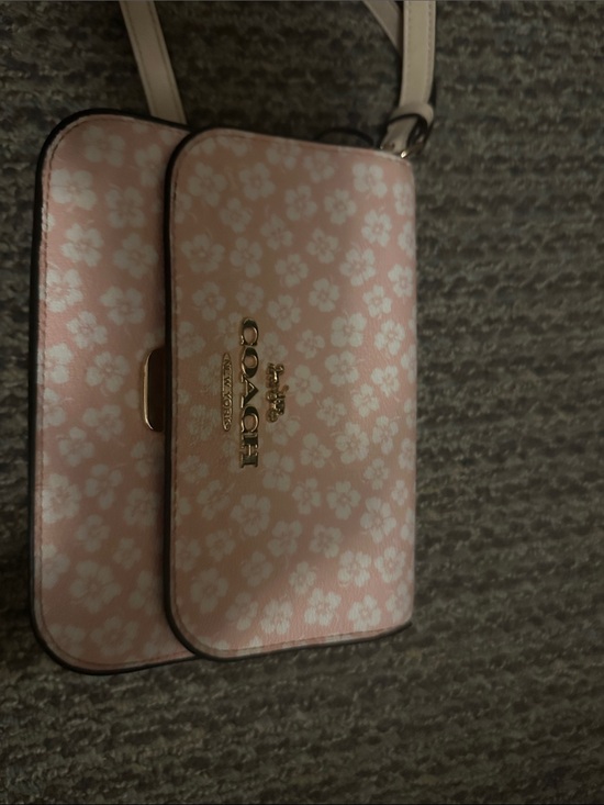 Coach Handbags - Coach Pink Floral Crossbody with Gold Logo